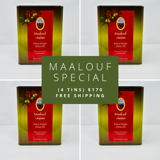 Maalouf – Buy a case of 4 x 3 Liter tins for $170 with Free Shipping